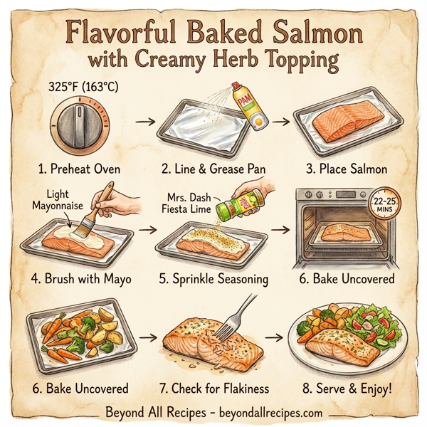 Flavorful Baked Salmon with Creamy Herb Topping instructions