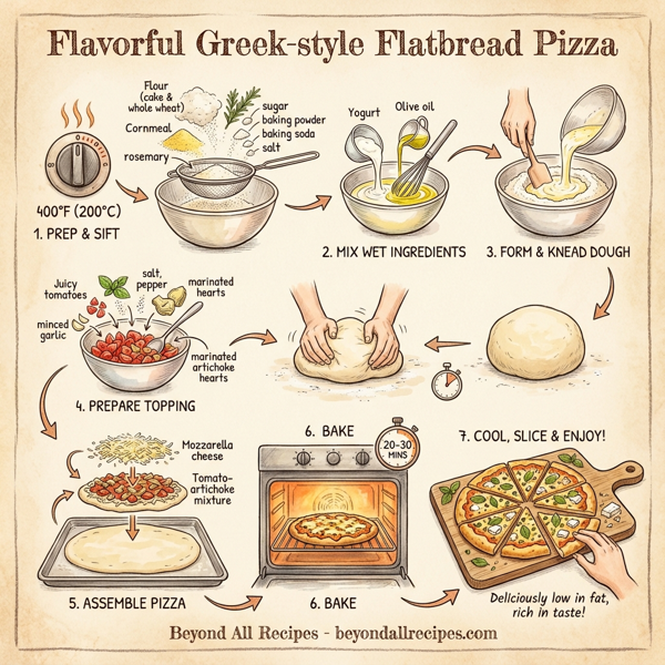 Flavorful Greek-style Flatbread Pizza instructions