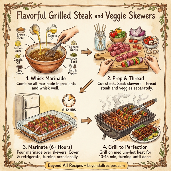 Flavorful Grilled Steak and Veggie Skewers instructions