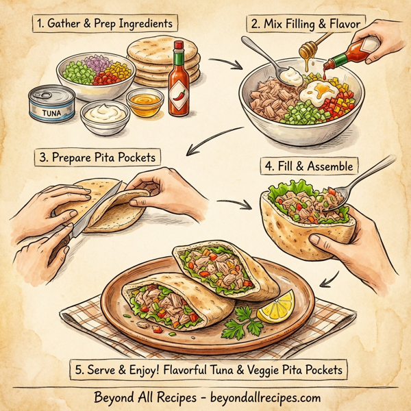 Flavorful Tuna and Veggie Pita Pockets instructions