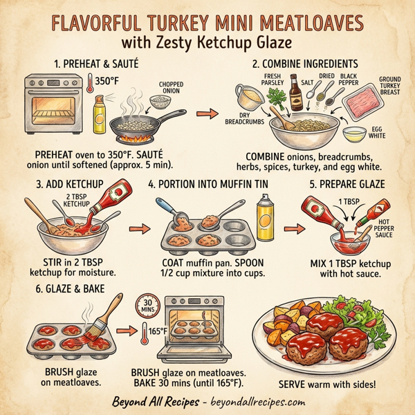 Flavorful Turkey Mini Meatloaves with Zesty Ketchup Glaze instructions