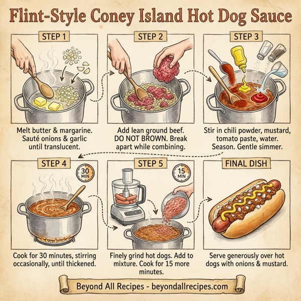 Flint-Style Coney Island Hot Dog Sauce instructions