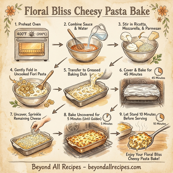 Floral Bliss Cheesy Pasta Bake instructions