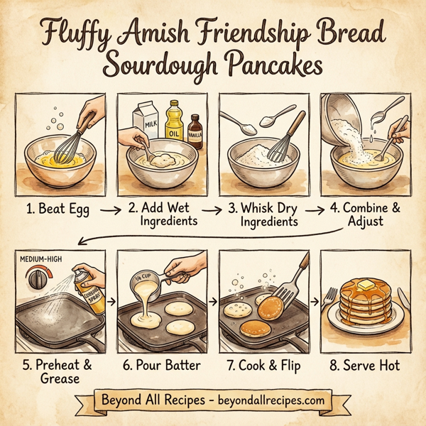 Fluffy Amish Friendship Bread Sourdough Pancakes instructions