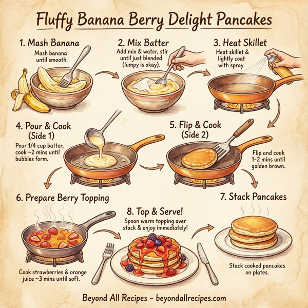 Fluffy Banana Berry Delight Pancakes instructions
