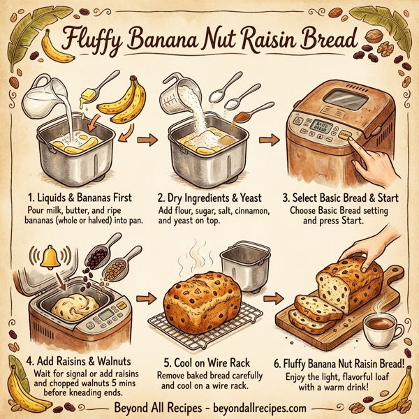Fluffy Banana Nut Raisin Bread instructions