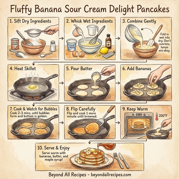 Fluffy Banana Sour Cream Delight Pancakes instructions