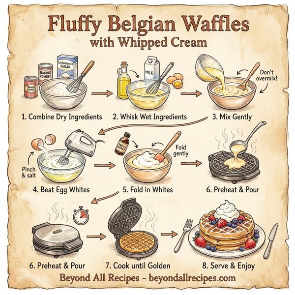 Fluffy Belgian Waffles with Whipped Cream instructions