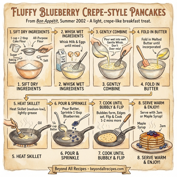 Fluffy Blueberry Crepe-style Pancakes instructions