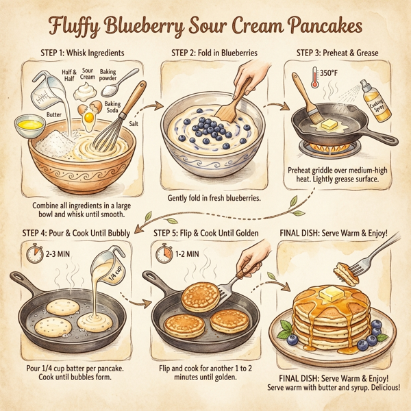 Fluffy Blueberry Sour Cream Pancakes instructions