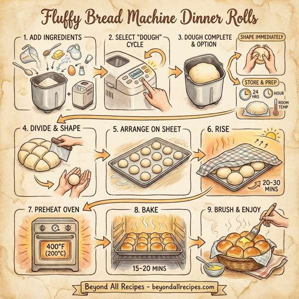 Fluffy Bread Machine Dinner Rolls instructions