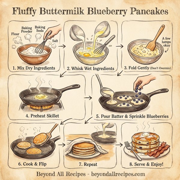 Fluffy Buttermilk Blueberry Pancakes instructions