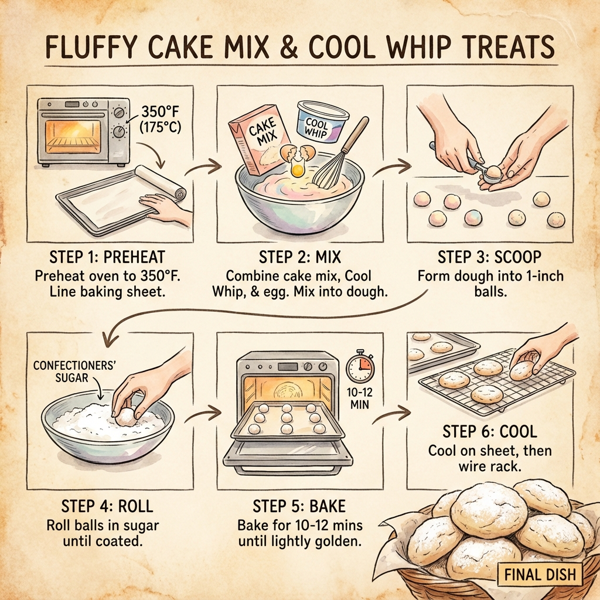 Fluffy Cake Mix & Cool Whip Treats instructions