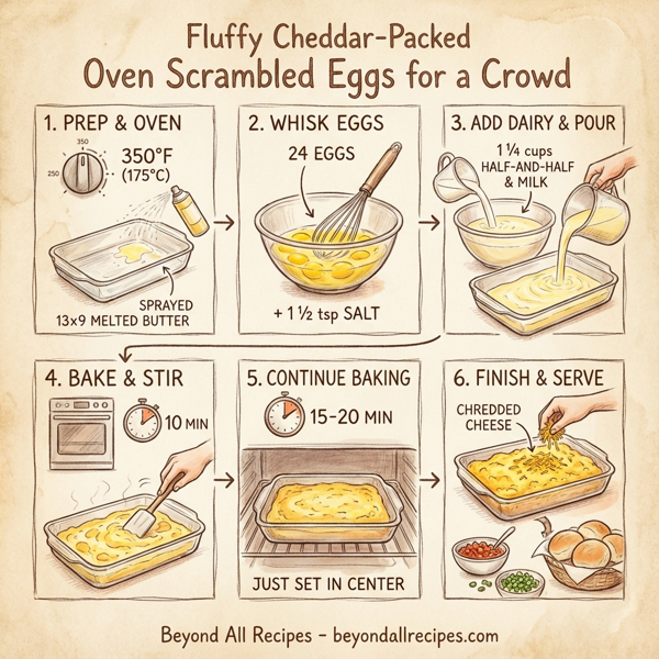 Fluffy Cheddar-Packed Oven Scrambled Eggs for a Crowd instructions