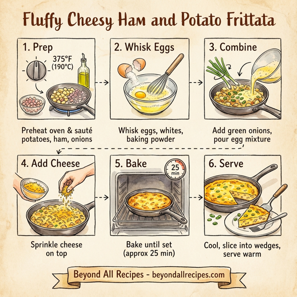 Fluffy Cheesy Ham and Potato Frittata instructions