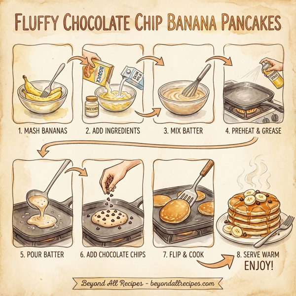 Fluffy Chocolate Chip Banana Pancakes instructions