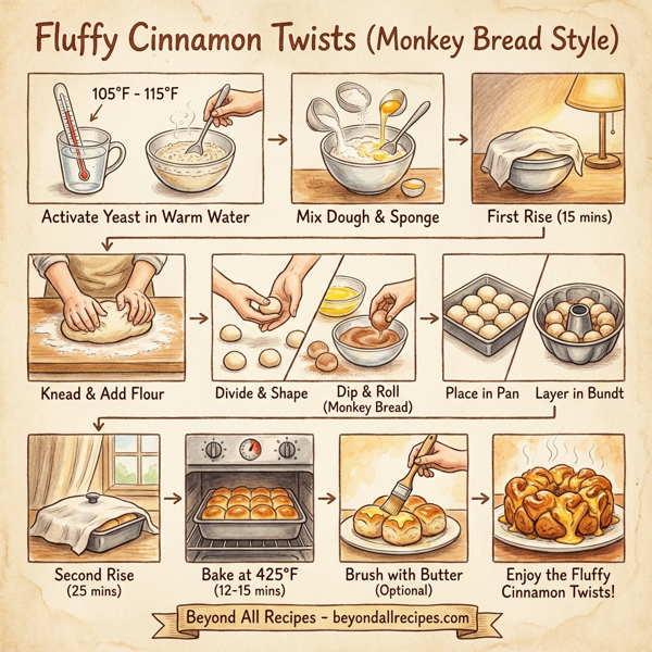 Fluffy Cinnamon Twists (Monkey Bread Style) instructions