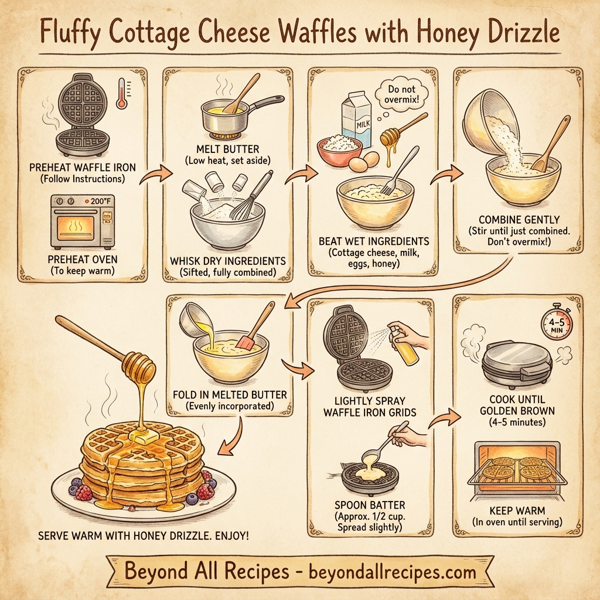 Fluffy Cottage Cheese Waffles with Honey Drizzle instructions