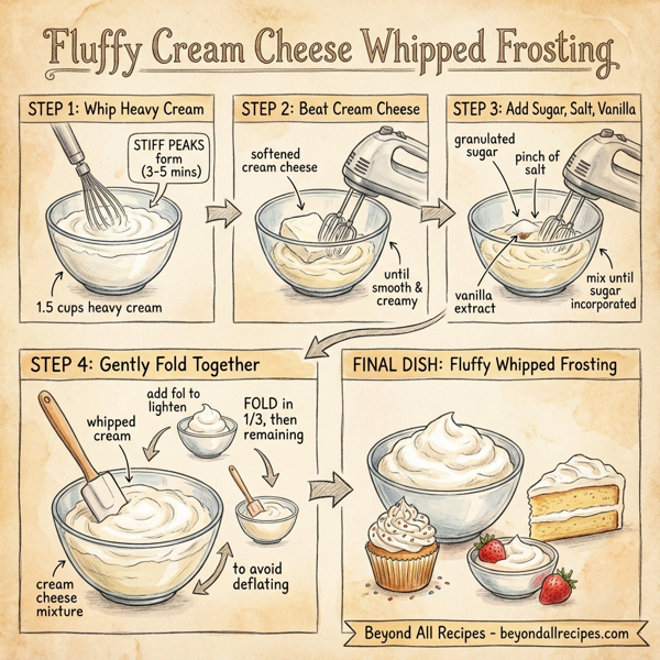 Fluffy Cream Cheese Whipped Frosting instructions