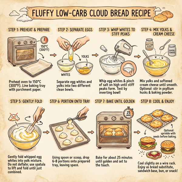 Fluffy Low-Carb Cloud Bread instructions