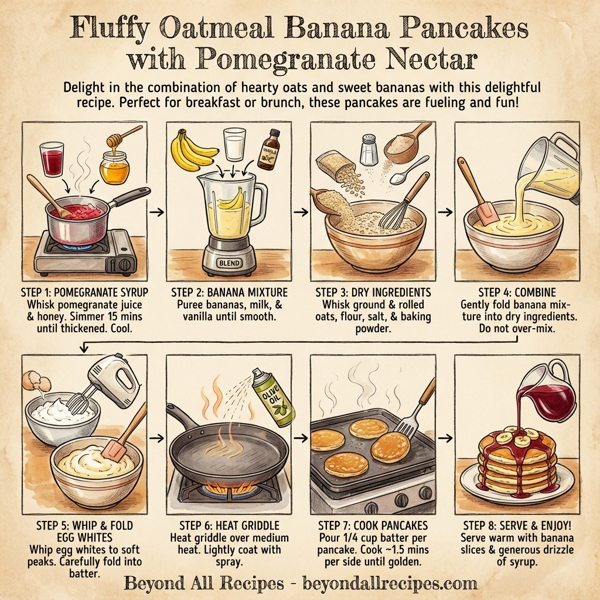 Fluffy Oatmeal Banana Pancakes with Pomegranate Nectar instructions