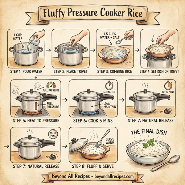 Fluffy Pressure Cooker Rice instructions