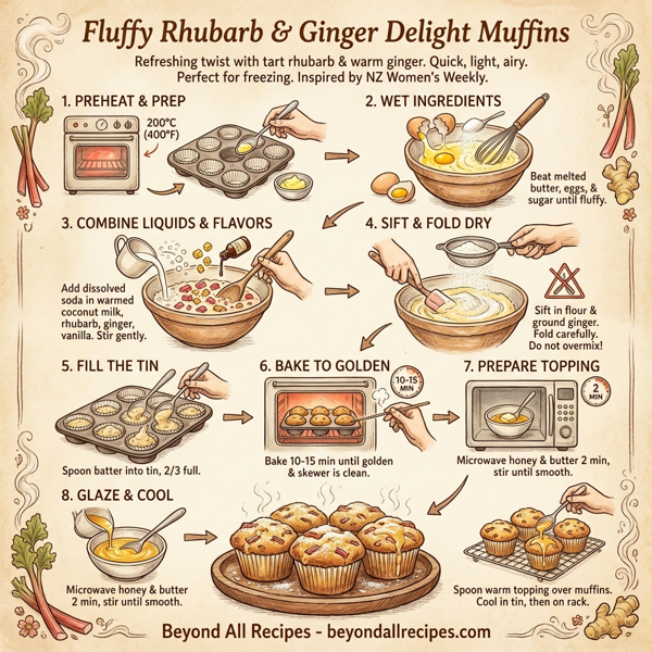 Fluffy Rhubarb & Ginger Delight Muffins instructions