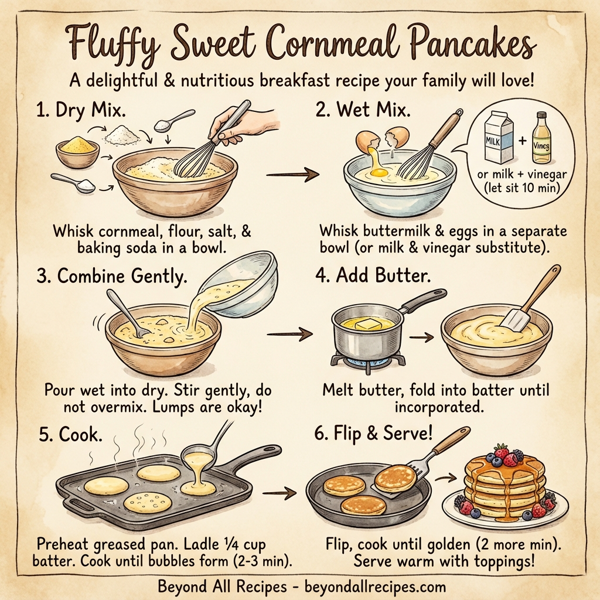 Fluffy Sweet Cornmeal Pancakes instructions