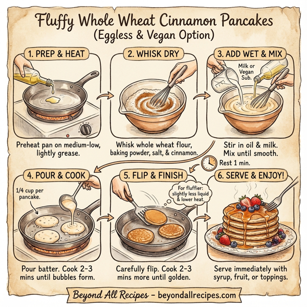 Fluffy Whole Wheat Cinnamon Pancakes (Eggless & Vegan Option) instructions