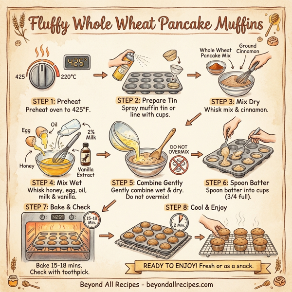 Fluffy Whole Wheat Pancake Muffins instructions