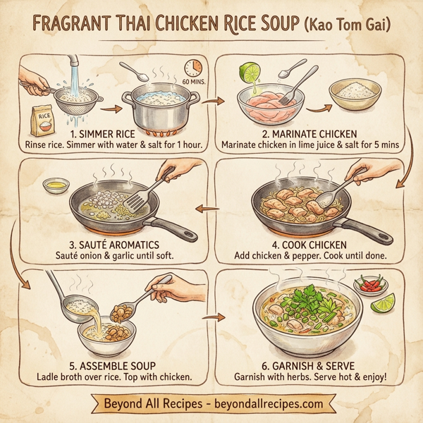 Fragrant Thai Chicken Rice Soup instructions
