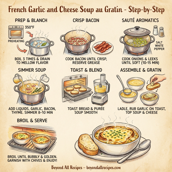 French Garlic and Cheese Soup au Gratin instructions