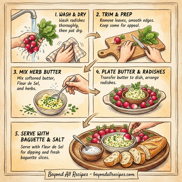 French Radishes with Herb-Infused Butter and Fleur de Sel instructions
