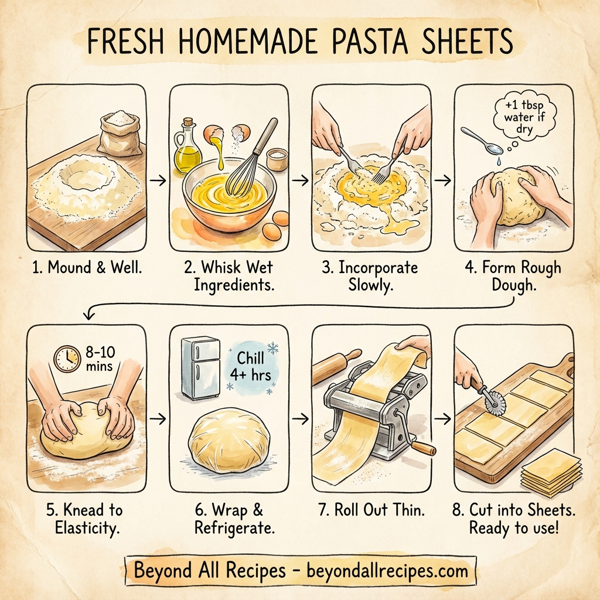 Fresh Homemade Pasta Sheets instructions