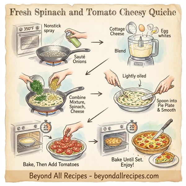 Fresh Spinach and Tomato Cheesy Quiche instructions