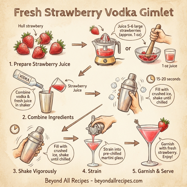 Fresh Strawberry Vodka Gimlet instructions