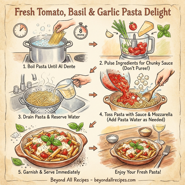 Fresh Tomato, Basil & Garlic Pasta Delight instructions
