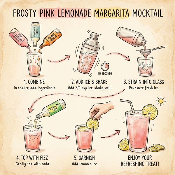 Frosty Pink Lemonade Margarita Mocktail instructions