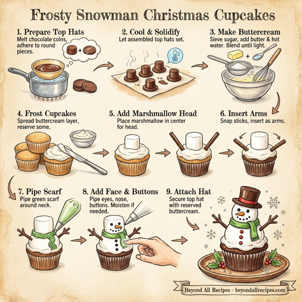 Frosty Snowman Christmas Cupcakes instructions