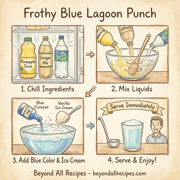 Frothy Blue Lagoon Punch instructions