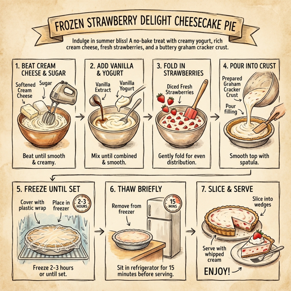 Frozen Strawberry Delight Cheesecake Pie instructions