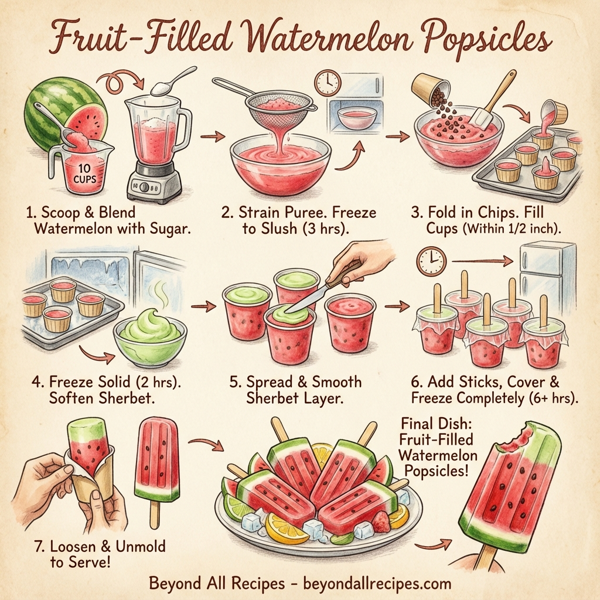 Fruit-Filled Watermelon Popsicles instructions