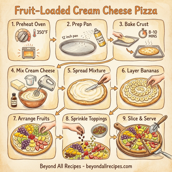 Fruit-Loaded Cream Cheese Pizza instructions