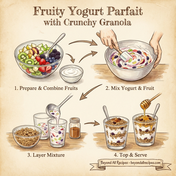 Fruity Yogurt Parfait with Crunchy Granola instructions