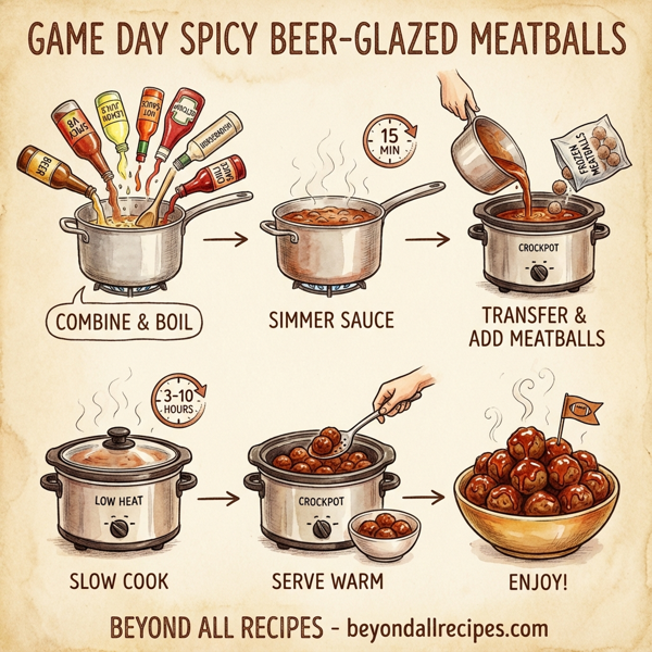 Game Day Spicy Beer-Glazed Meatballs instructions