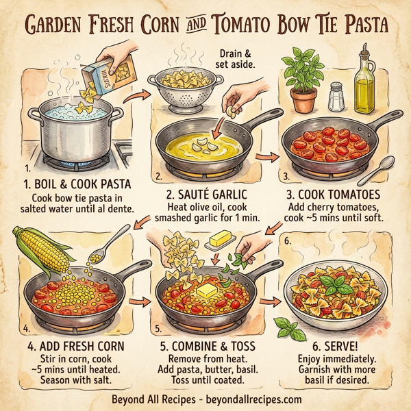 Garden Fresh Corn and Tomato Bow Tie Pasta instructions