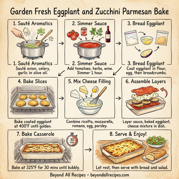 Garden Fresh Eggplant and Zucchini Parmesan Bake instructions