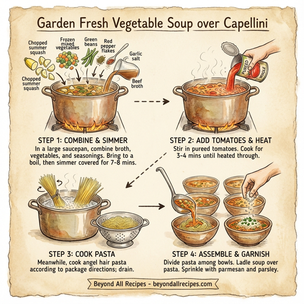 Garden Fresh Vegetable Soup over Capellini instructions