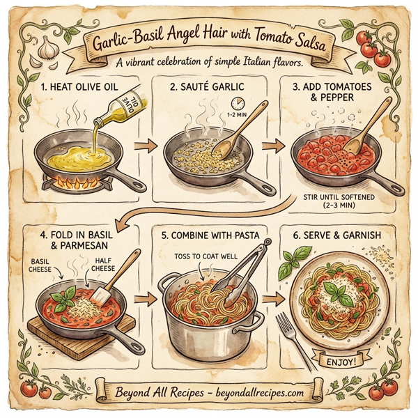 Garlic-Basil Angel Hair with Tomato Salsa instructions