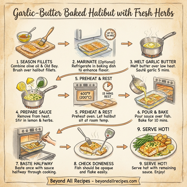 Garlic-Butter Baked Halibut with Fresh Herbs instructions